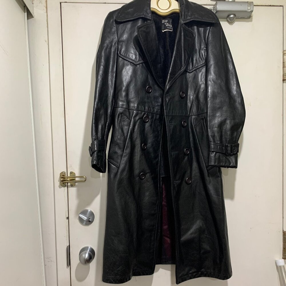 VINTAGE MONTREAL STEP BY STEP FASHIONS LONG LEATHER JACKETS SIZE S